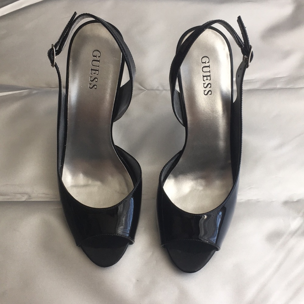 Guess black patent open toed stilettos - Picture 3 of 10